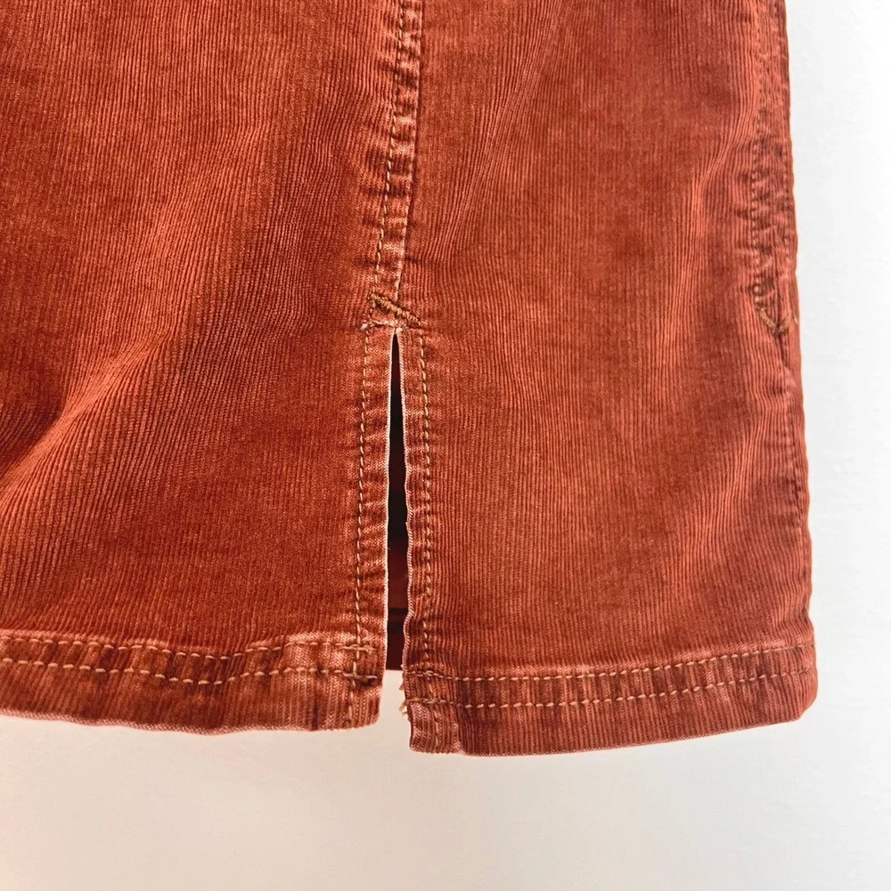 Free People Corduroy Mini Skirt Rust Burnt Orange High‎ Waisted Size 4 Boho Slit